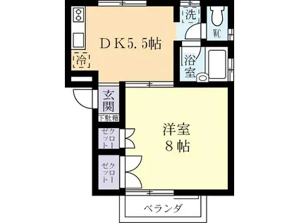 コーポサンシャイン(1DK/1階)の間取り写真
