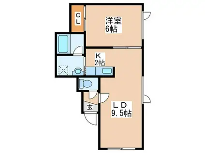 AT BRUNCH―陽だまりと彩り―(1LDK/2階)の間取り写真