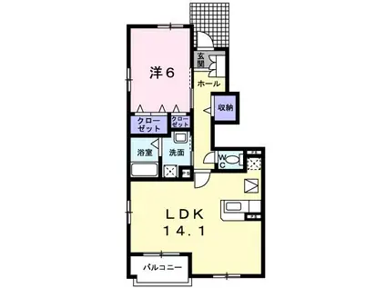 MSGARDENB棟(1LDK/1階)の間取り写真