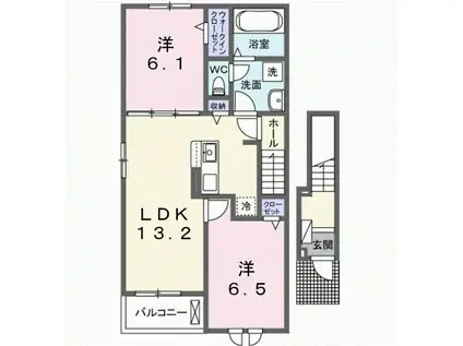 けやきレジデンスα(2LDK/2階)の間取り写真