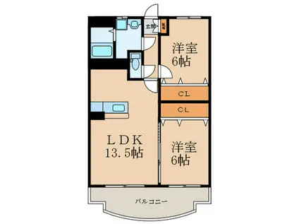 ユーミーマンション朽網(2LDK/1階)の間取り写真