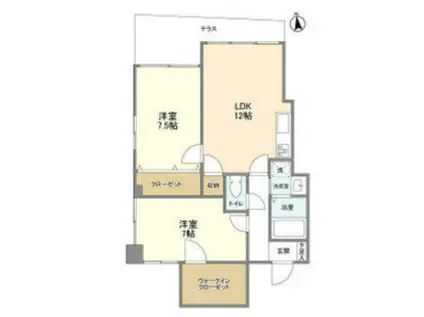 サテライト仁川(2LDK/1階)の間取り写真