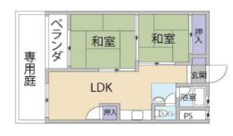 夙川第3コーポラス(2LDK/1階)の間取り写真