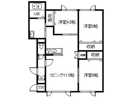 エリア86 B(3LDK/1階)の間取り写真