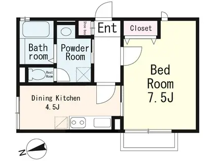 ハナハイム(1DK/1階)の間取り写真