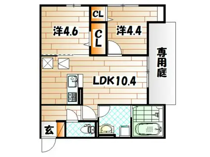 ザ・レジデンスBONJONO(2LDK/2階)の間取り写真