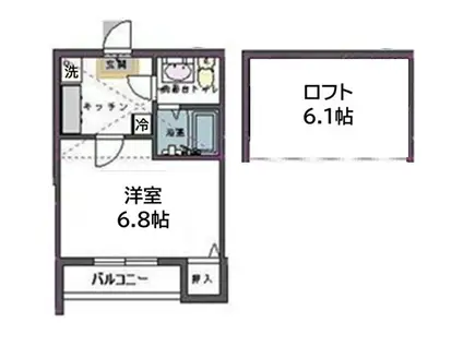 スマイス愛宕橋(1K/1階)の間取り写真