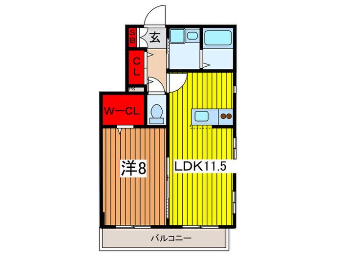 エバーグリーン(1LDK/3階)の間取り写真