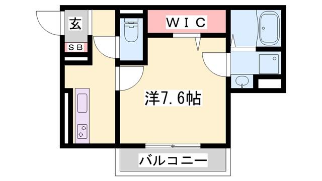 エスターテ西明石(1K/2階)の間取り写真