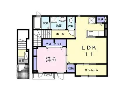 カーサ・アスール(1LDK/2階)の間取り写真