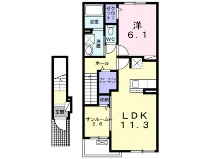 グランセジュール大国町(1LDK/3階)の間取り写真