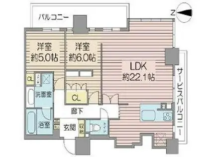 セジュールT(2LDK/1階)の間取り写真