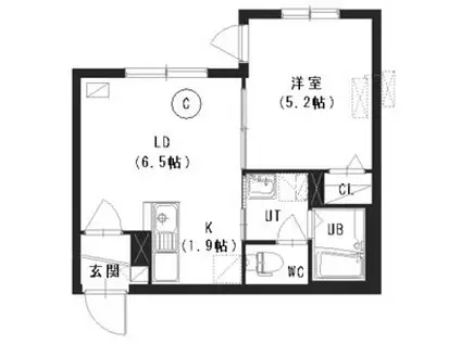 PROGRESS(1LDK/1階)の間取り写真