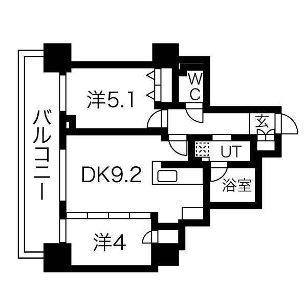 ラ・クラッセ札幌シティヴェール(2LDK/8階)の間取り写真