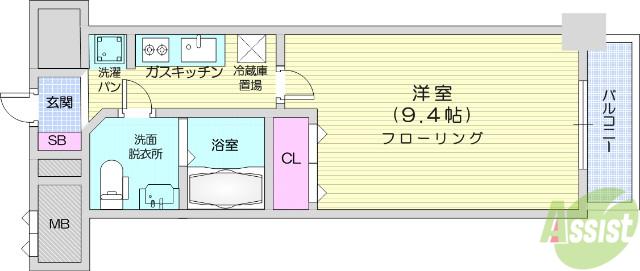 ノーブルプレイス北四番丁(1K/4階)の間取り写真