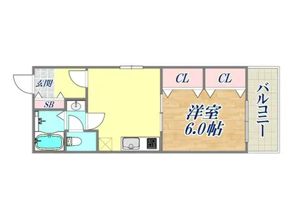 西多聞グリーンハウス(1DK/4階)の間取り写真