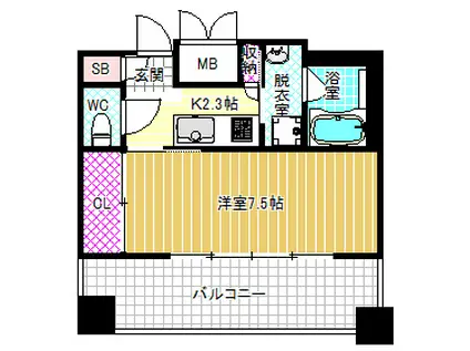 レジュールアッシュ梅田ウエスト(1K/11階)の間取り写真