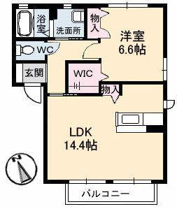 ダンデライオン C棟(1LDK/2階)の間取り写真