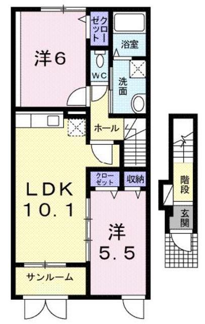 セレノコルソ(2LDK/2階)の間取り写真