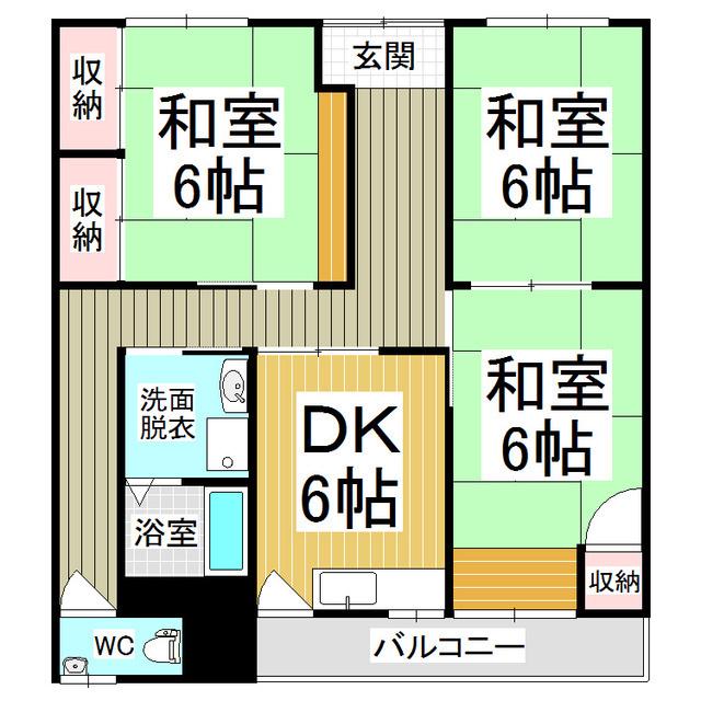 ワールドアパート(3DK/2階)の間取り写真