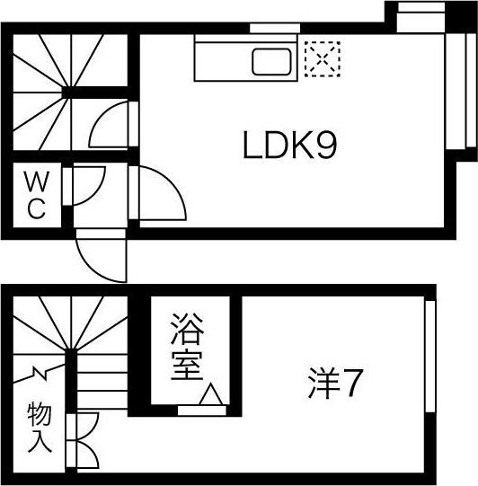きらり豊平(1LDK/2階)の間取り写真
