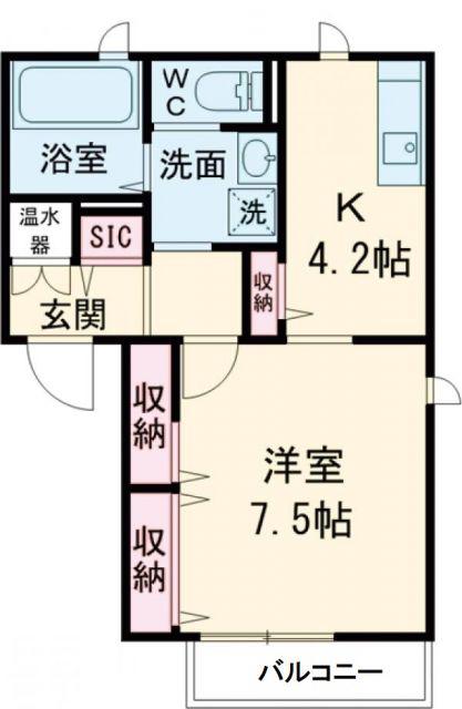 シャロームII(1K/2階)の間取り写真