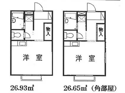 オウゲウエスト(ワンルーム/2階)の間取り写真