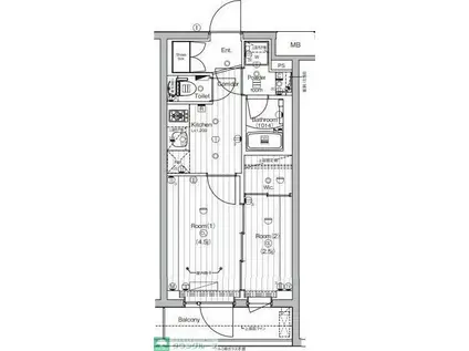 PREMIUM CUBE 世田谷(2K/2階)の間取り写真