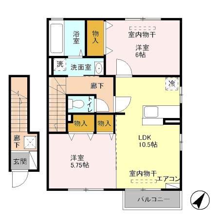 ヴィラ・アザレアC(2LDK/2階)の間取り写真