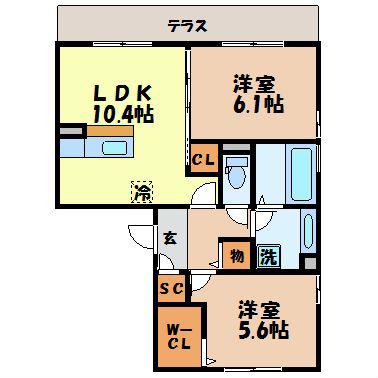 ICHI宮の下(2LDK/1階)の間取り写真