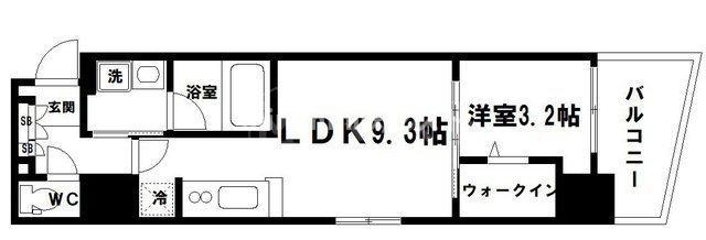 アーバネックス真田山(1LDK/12階)の間取り写真