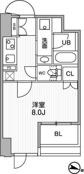 東神田テラスレジデンス(1K/4階)の間取り写真