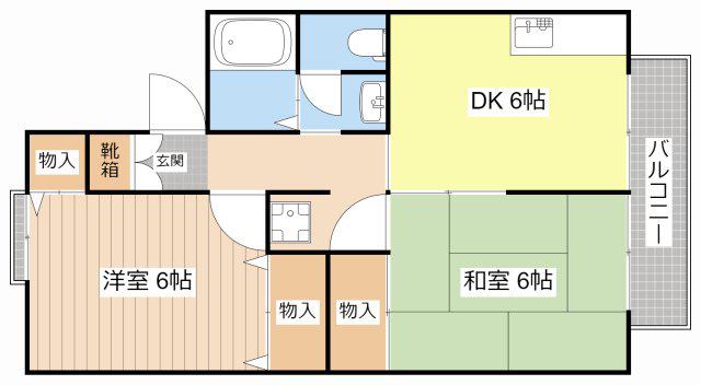 シャルム淡海(2DK/1階)の間取り写真