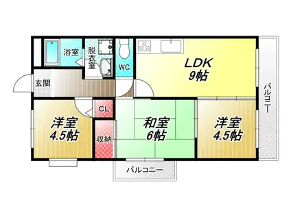 カーサフィオーレ弐番館(3LDK/4階)の間取り写真