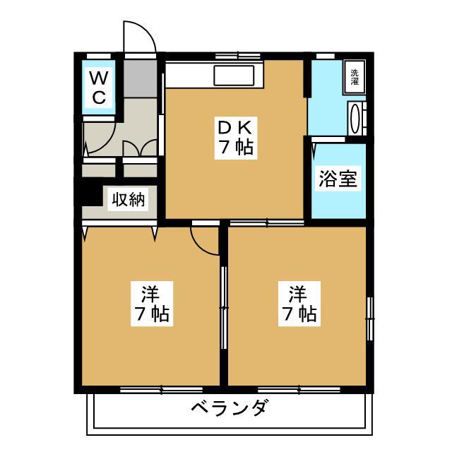 ディアス中村A(2DK/1階)の間取り写真