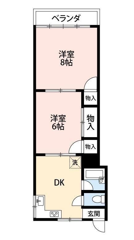 コウシンハイツ(2K/2階)の間取り写真