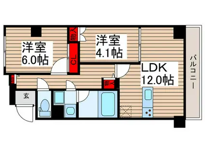 エルフォルテ東日暮里(2LDK/4階)の間取り写真