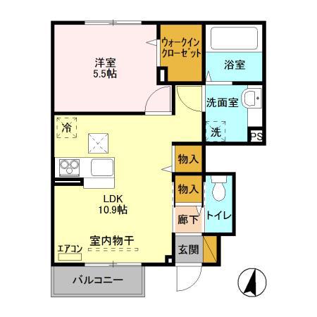 アルヴェアーレII(1LDK/1階)の間取り写真