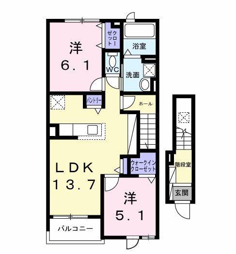 レスポワール B(2LDK/2階)の間取り写真