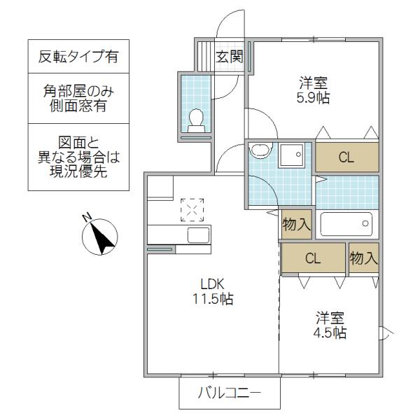 カーサ ソレイユ(2LDK/1階)の間取り写真