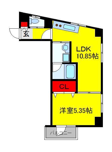ソフィア・コート津田沼(1LDK/6階)の間取り写真