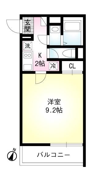 COMFORT浦和(1K/1階)の間取り写真