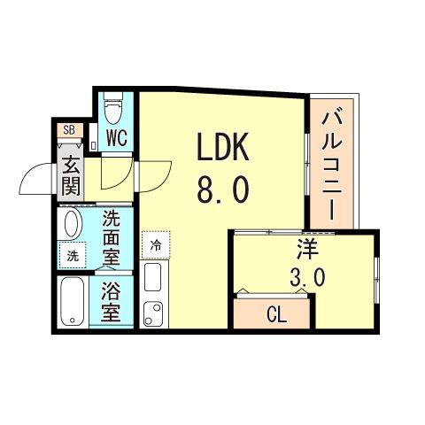 NOY NISHINOMIYA(1LDK/1階)の間取り写真