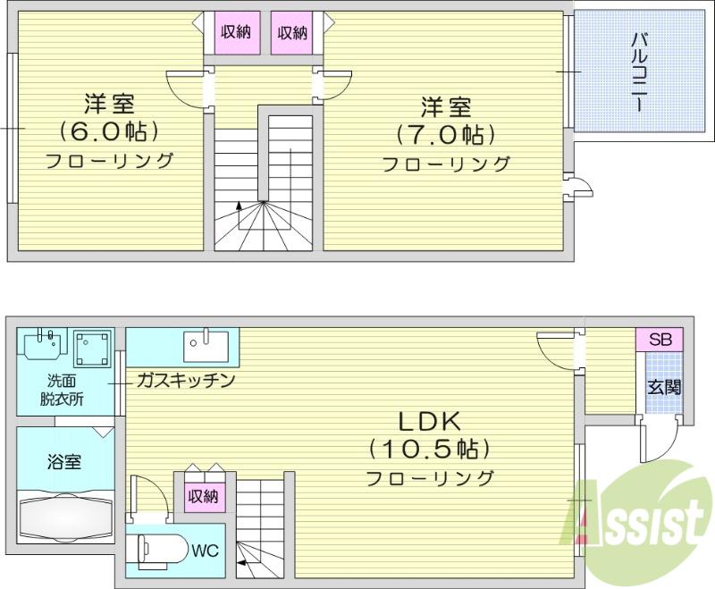 PROSPER愛子東(2LDK/1階)の間取り写真