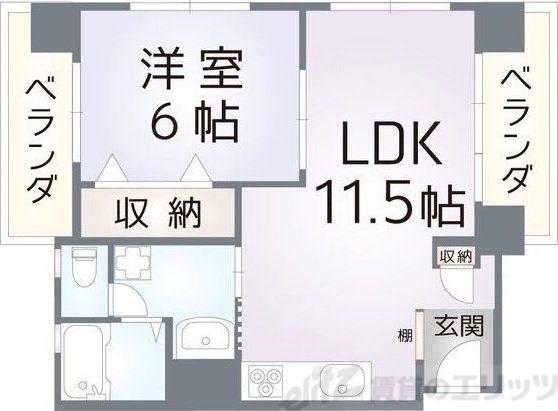同心サワダハイツ(1LDK/3階)の間取り写真