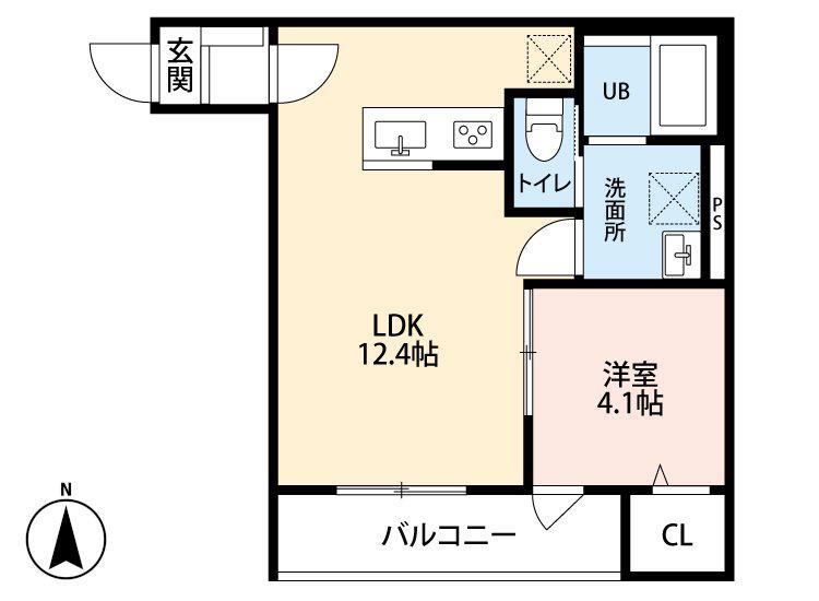 ブランノワール南仙台(1LDK/1階)の間取り写真