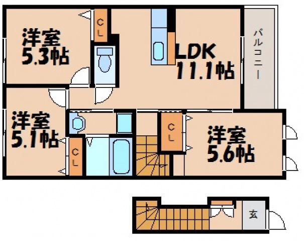 ブリリアント(3LDK/2階)の間取り写真