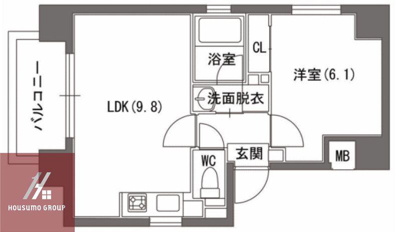 キャピトル天神橋(1LDK/12階)の間取り写真