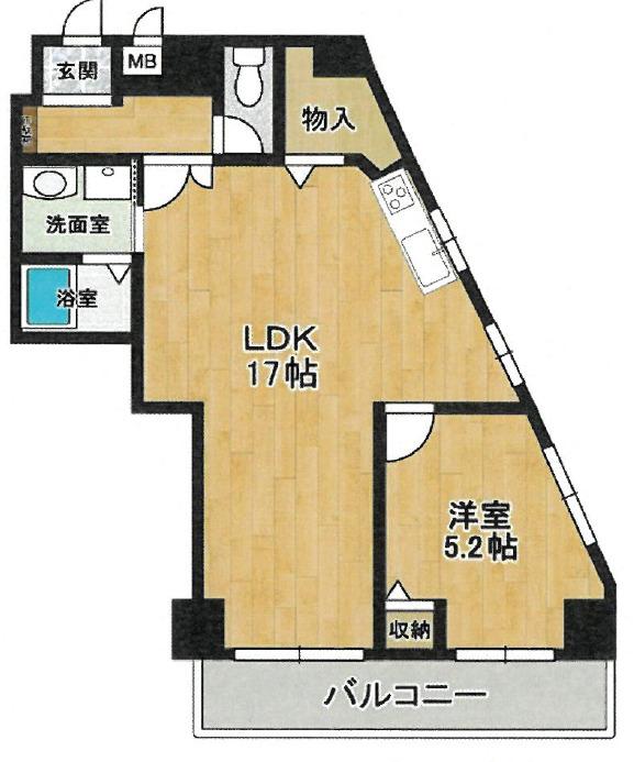 グランドシャトー西明石(1LDK/5階)の間取り写真
