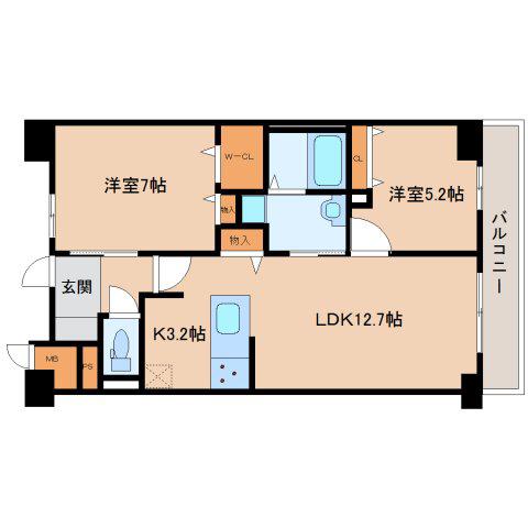 セレニティプレイス 桂(2LDK/4階)の間取り写真
